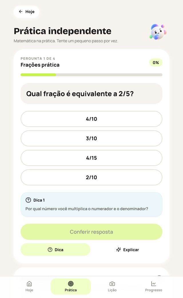 Reforço. Dicas, explicação e novas tentativas para trabalhar a dificuldade.